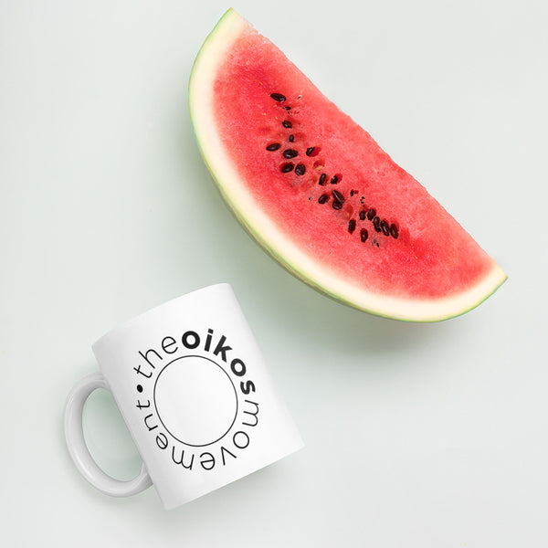 Oikos white glossy mug