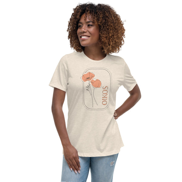Oikos Flower Color Women's Relaxed T-Shirt